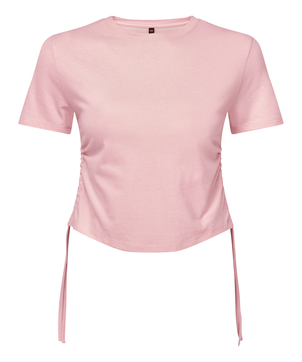 Tryck din logga på T-shirts från TriDri - Anpassa Dam TriDri ruched crop top i färgen Ljusrosa för företag, föreningar och privatpersoner