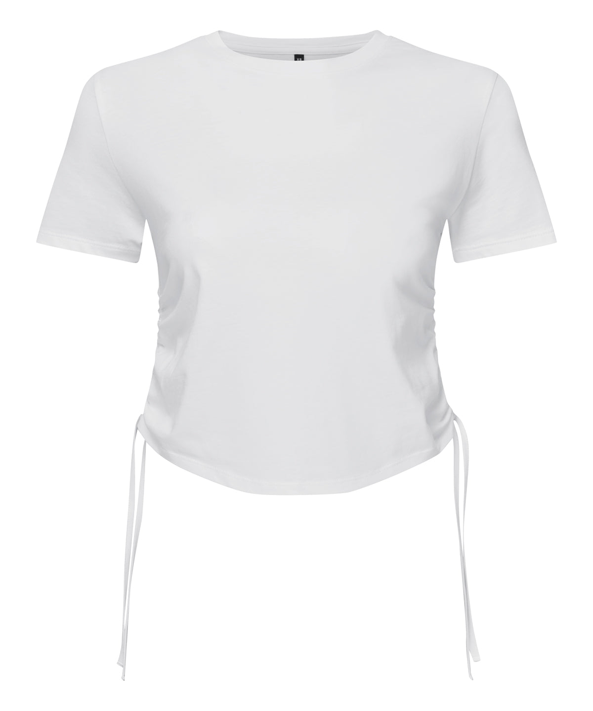 Tryck din logga på T-shirts från TriDri - Anpassa Dam TriDri ruched crop top i färgen Vit för företag, föreningar och privatpersoner
