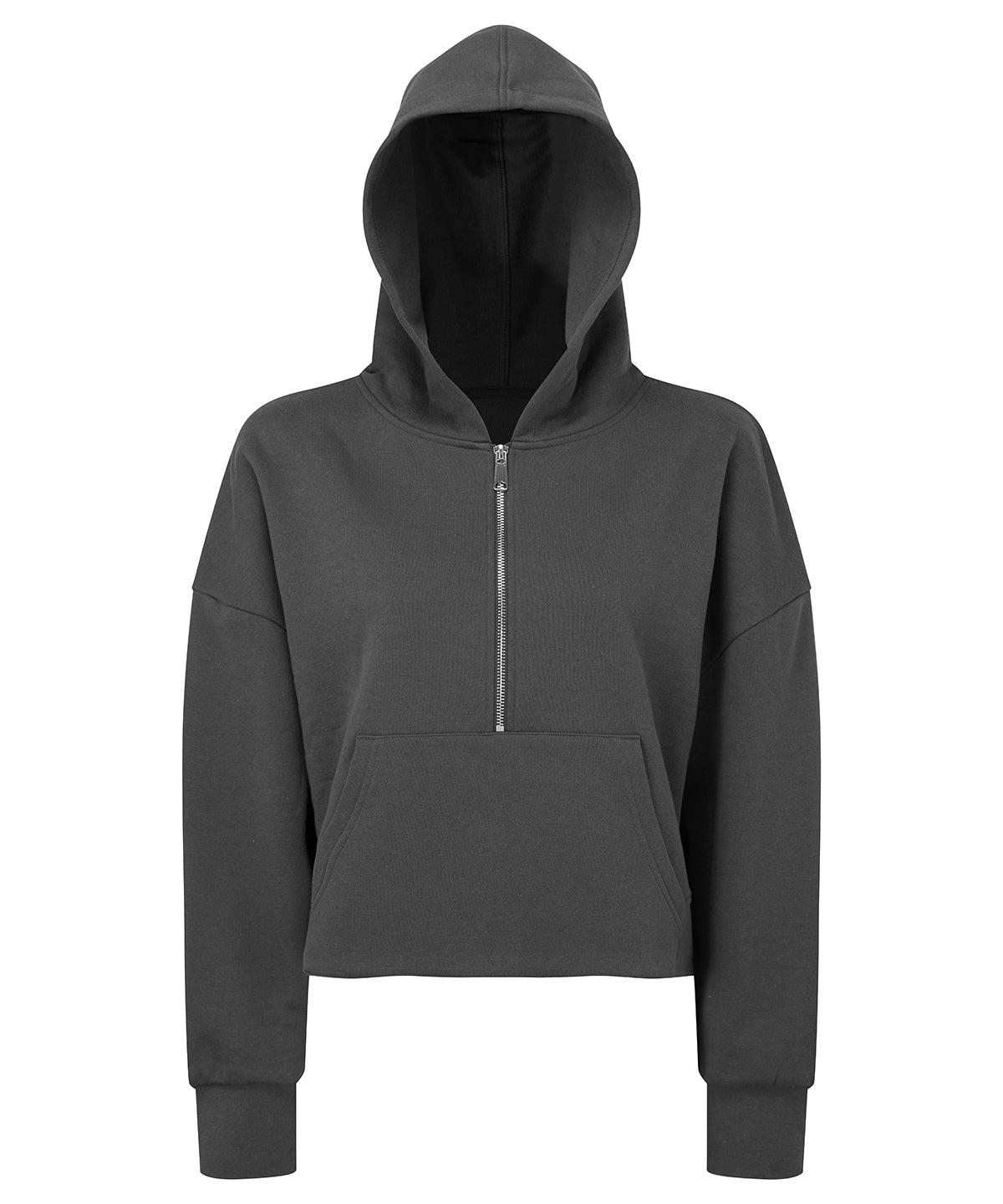 Tryck din logga på Hoodies från TriDri - Anpassa Dam TriDri - 1/2 Zip Hoodie för Damer i färgen Mörkgrå för företag, föreningar och privatpersoner