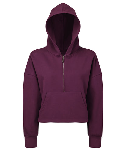 Tryck din logga på Hoodies från TriDri - Anpassa Dam TriDri - 1/2 Zip Hoodie för Damer i färgen Mörk lila för företag, föreningar och privatpersoner