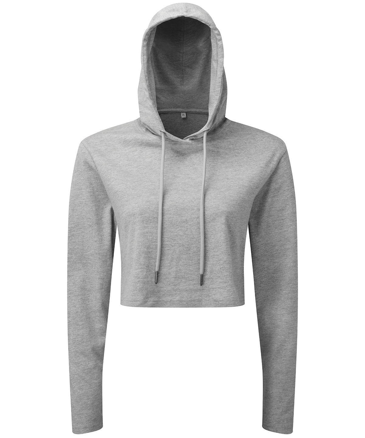 Tryck din logga på T-shirts från TriDri - Anpassa Dam TriDri cropped hooded långärmad t-shirt med huva i färgen Ljunggrå XS för företag, föreningar och privatpersoner