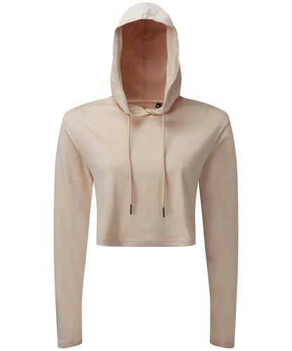 Tryck din logga på T-shirts från TriDri - Anpassa Dam TriDri cropped hooded långärmad t-shirt med huva i färgen Off Vit XS för företag, föreningar och privatpersoner