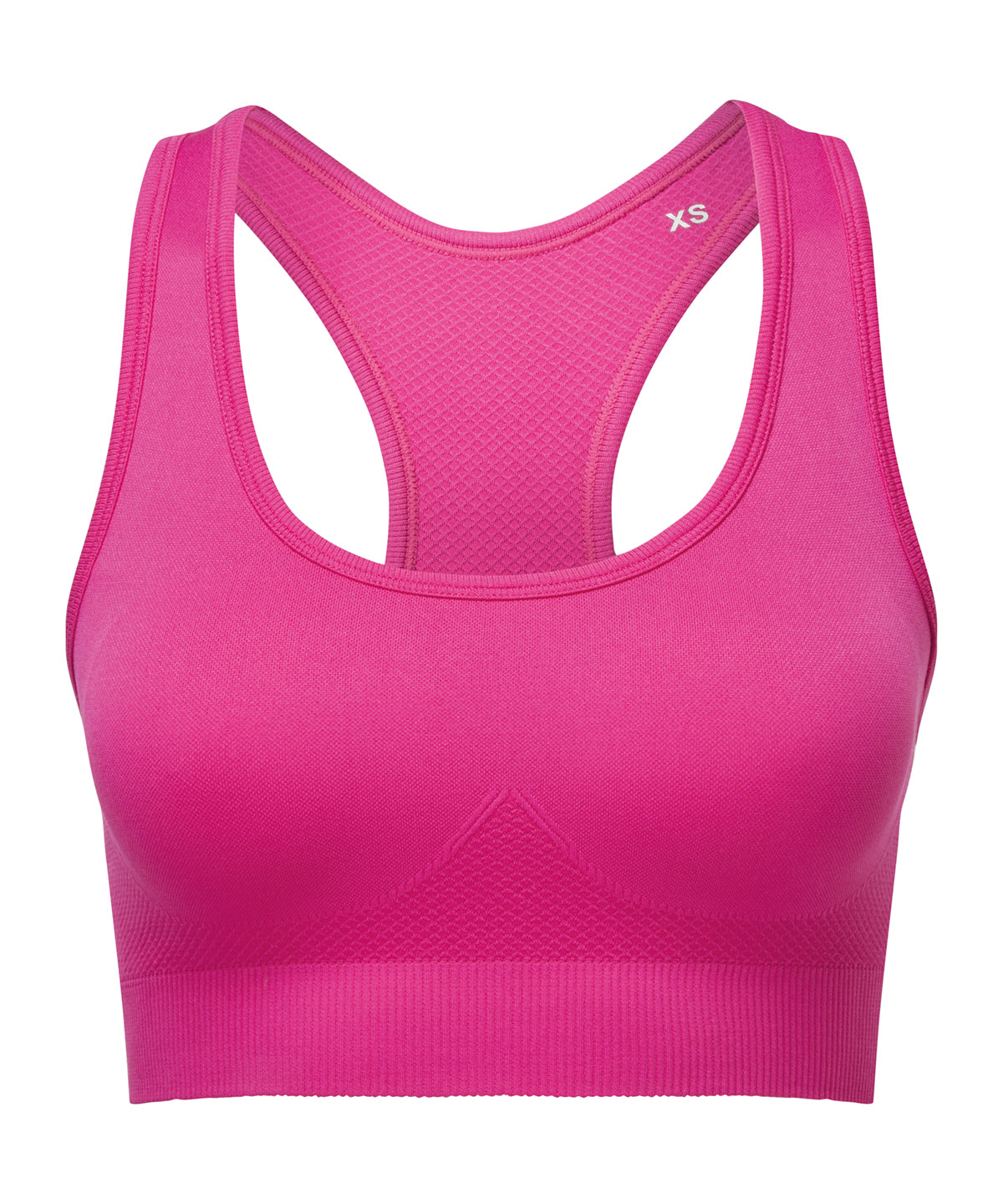 Tryck din logga på Tränings BH från TriDri - Anpassa TriDri sömlös '3D fit' multisport-bh i enfärgad modell i färgen Fuchsia för företag, föreningar och privatpersoner