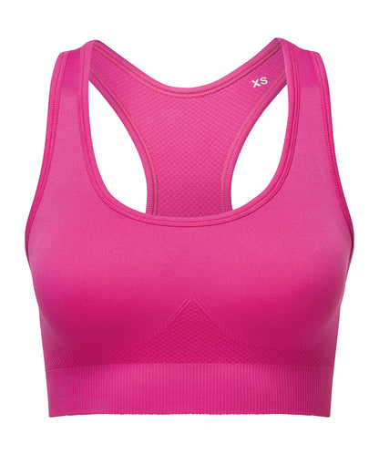 Tryck din logga på Tränings BH från TriDri - Anpassa TriDri sömlös '3D fit' multisport-bh i enfärgad modell i färgen Fuchsia för företag, föreningar och privatpersoner