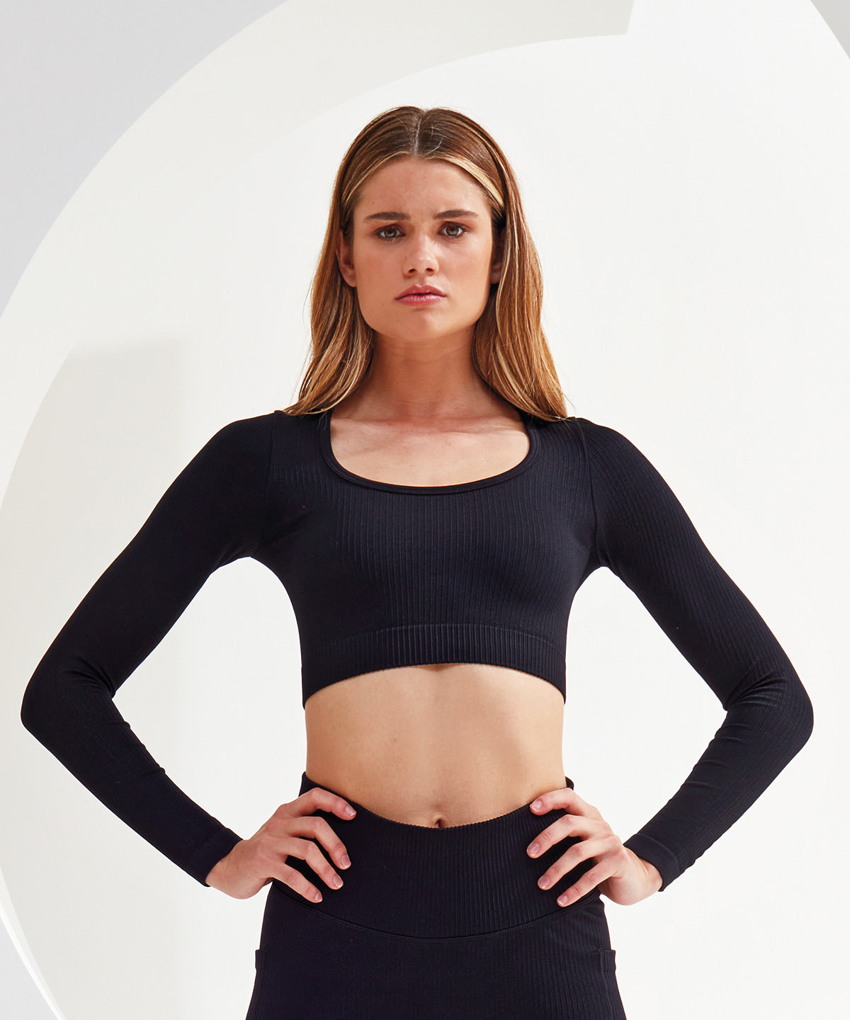 Tryck din logga på T-shirts från TriDri - Anpassa Dam TriDri ribbad sömlös '3D Figursydd' crop top i färgen för företag, föreningar och privatpersoner