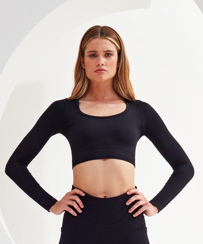 Tryck din logga på T-shirts från TriDri - Anpassa Dam TriDri ribbad sömlös '3D Figursydd' crop top i färgen för företag, föreningar och privatpersoner