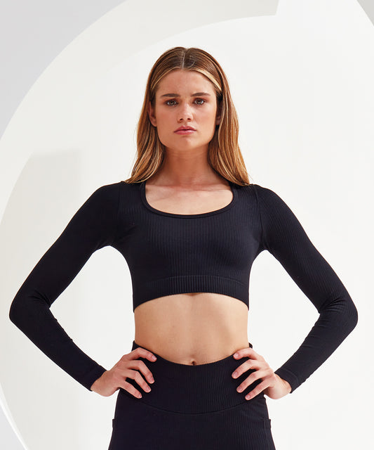 Tryck din logga på T-shirts från TriDri - Anpassa Dam TriDri ribbad sömlös '3D Figursydd' crop top i färgen för företag, föreningar och privatpersoner
