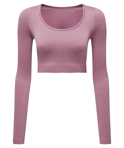Tryck din logga på T-shirts från TriDri - Anpassa Dam TriDri ribbad sömlös '3D Figursydd' crop top i färgen Ljus lila för företag, föreningar och privatpersoner