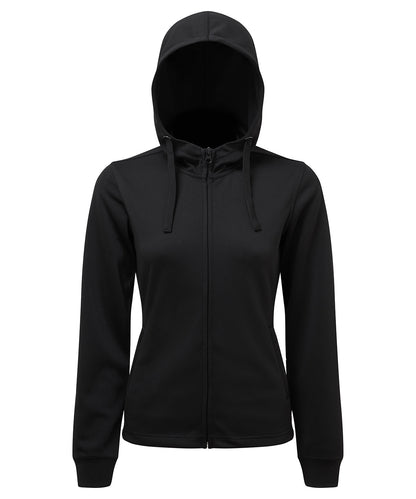 Tryck din logga på Hoodies från TriDri - Anpassa Dam TriDri - Spun Dyed Hoodie med Dragkedja i färgen Svart 2XL för företag, föreningar och privatpersoner