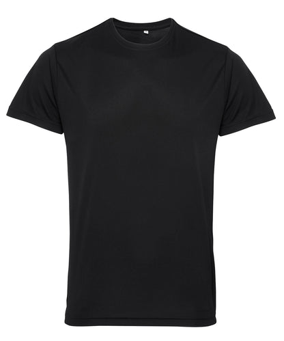 Tryck din logga på T-shirts från TriDri - Anpassa TriDri t-shirt med återvunnen prestanda i färgen Svart för företag, föreningar och privatpersoner