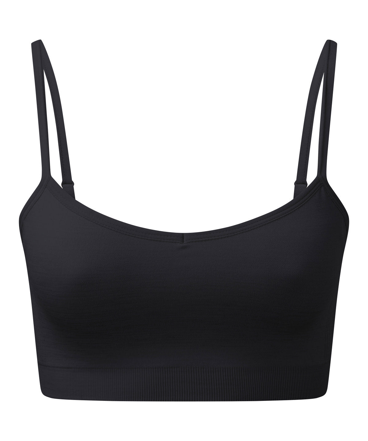 Tryck din logga på Tränings BH från TriDri - Anpassa Dam TriDri återvunnen sömlös 3D fit multisport flex-bh i färgen Svart för företag, föreningar och privatpersoner