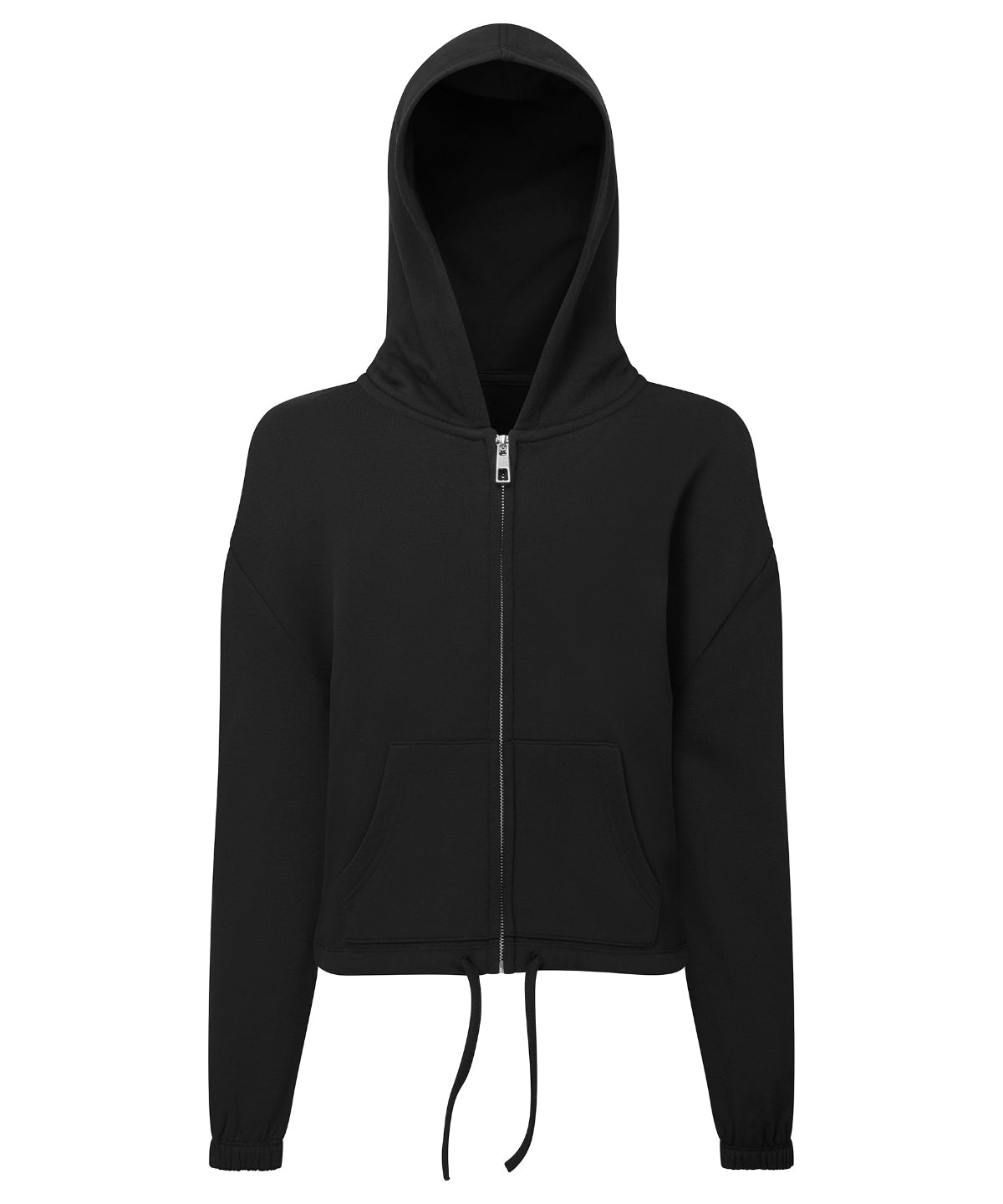 Tryck din logga på Hoodies från TriDri - Anpassa TriDri - Barn återvunnen cropped oversize hoodie med dragkedja i färgen Svart för företag, föreningar och privatpersoner
