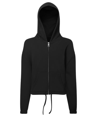 Tryck din logga på Hoodies från TriDri - Anpassa TriDri - Barn återvunnen cropped oversize hoodie med dragkedja i färgen Svart för företag, föreningar och privatpersoner