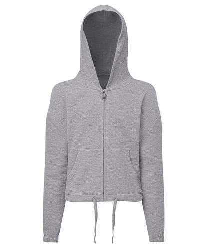 Tryck din logga på Hoodies från TriDri - Anpassa TriDri - Barn återvunnen cropped oversize hoodie med dragkedja i färgen Ljunggrå för företag, föreningar och privatpersoner