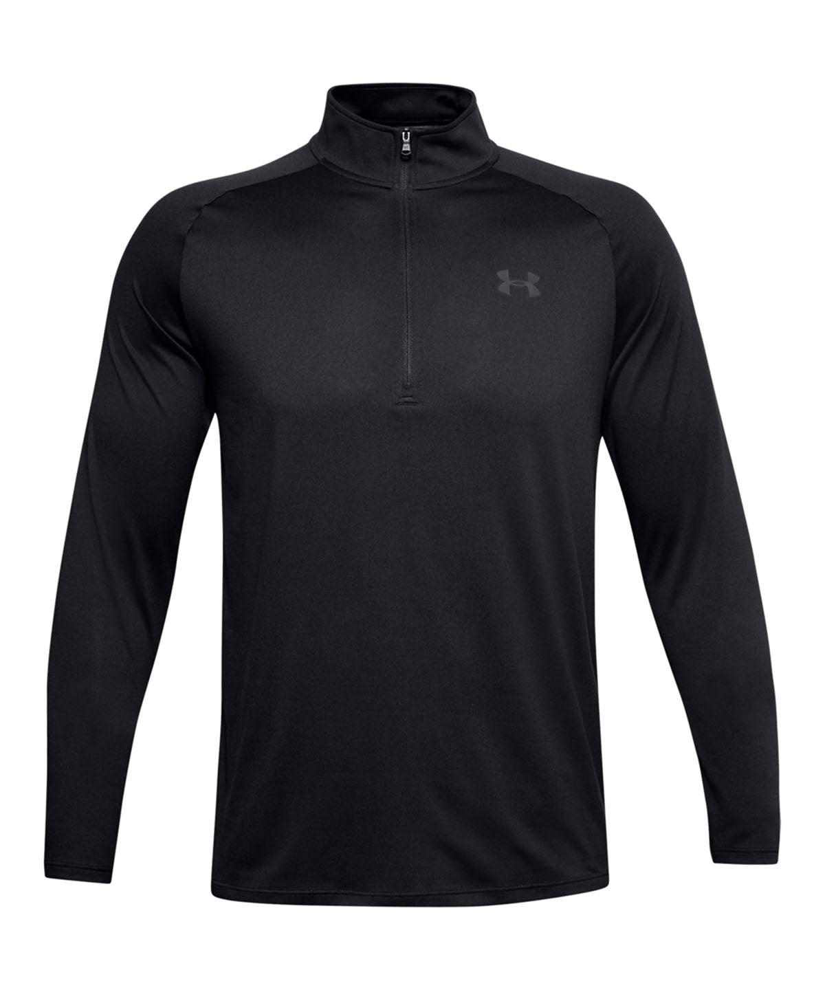 Tryck din logga på Överdelar för sport från Under Armour - Anpassa Tech 2.0 1/2 zip långärmad i färgen Svart för företag, föreningar och privatpersoner