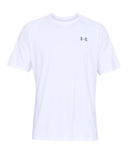 Tryck din logga på T-shirts från Under Armour - Anpassa Tech kortärmad i färgen Vit för företag, föreningar och privatpersoner