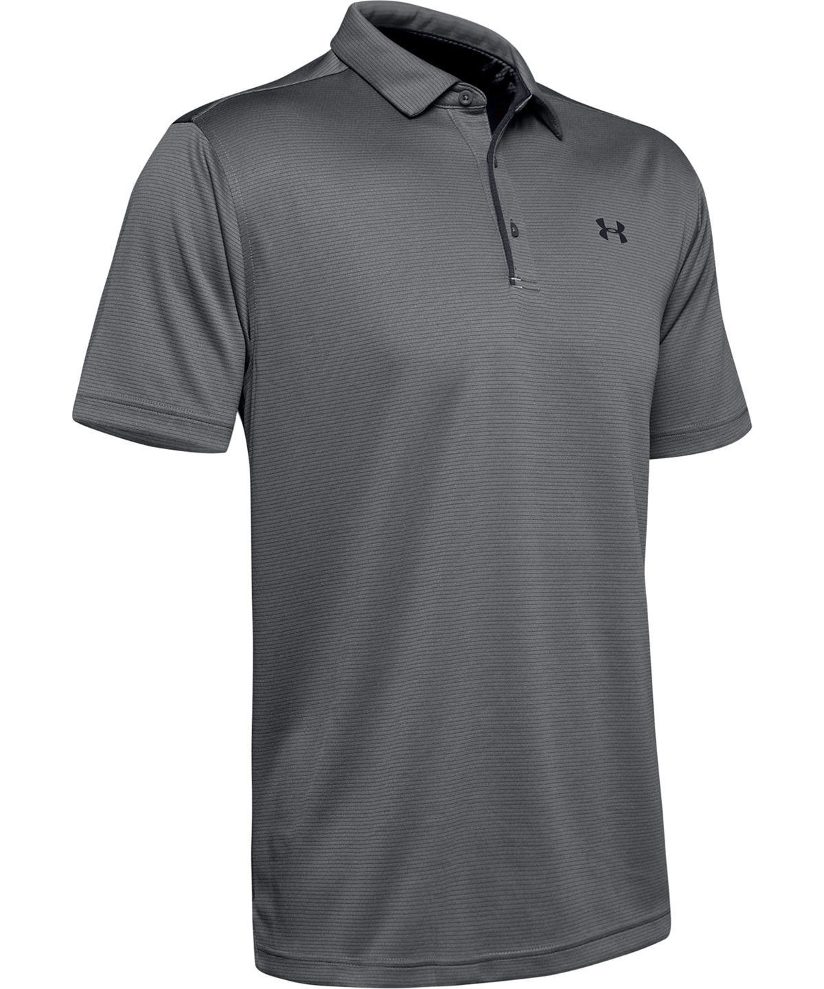 Tryck din logga på Piké från Under Armour - Anpassa UA Tech Polo i färgen Mörkgrå för företag, föreningar och privatpersoner