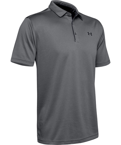 Tryck din logga på Piké från Under Armour - Anpassa UA Tech Polo i färgen Mörkgrå för företag, föreningar och privatpersoner