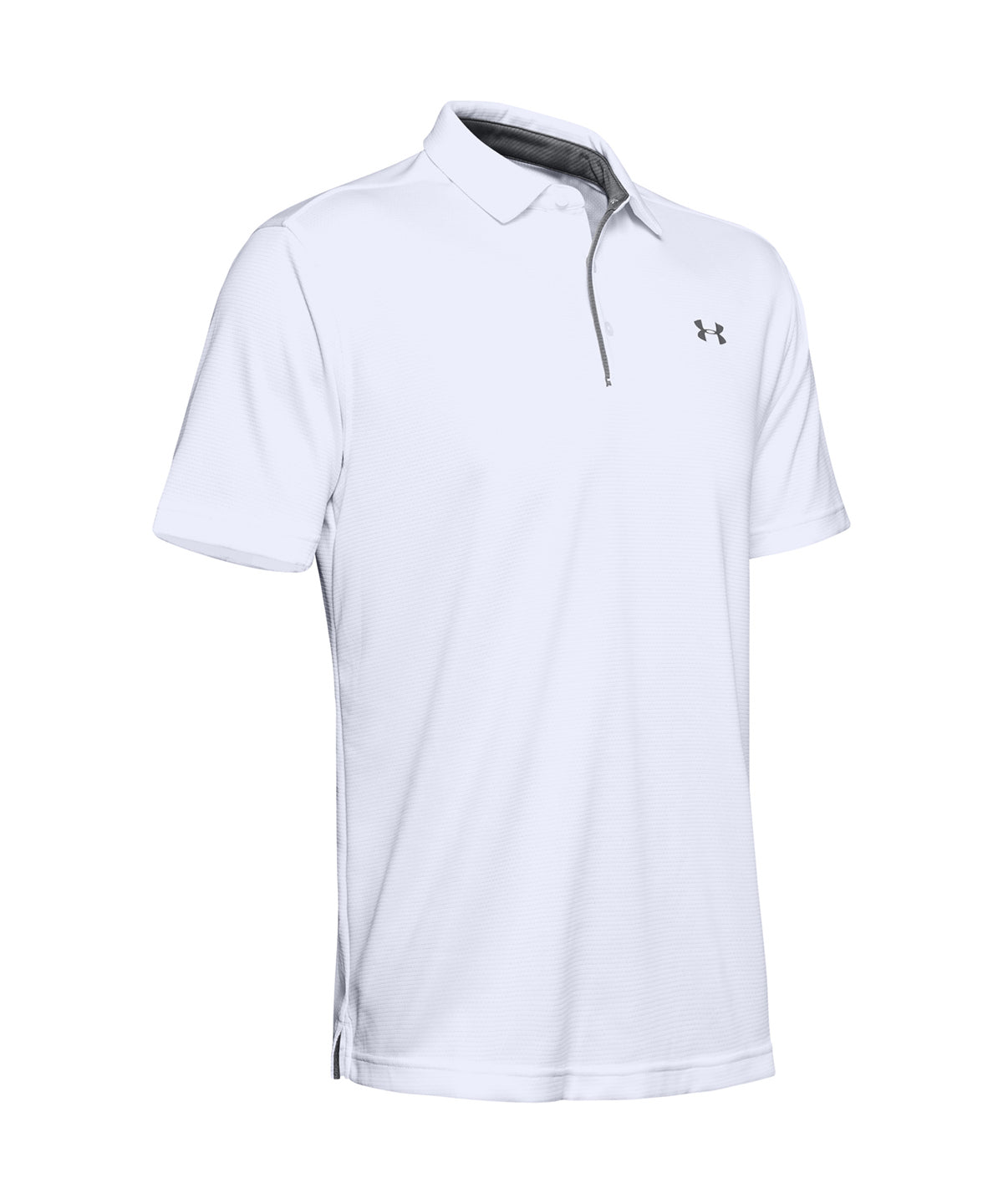 Tryck din logga på Piké från Under Armour - Anpassa UA Tech Polo i färgen Vit för företag, föreningar och privatpersoner