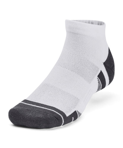 Tryck din logga på Strumpor från Under Armour - Anpassa UA Performance tech 3-pack strumpor med låg skärning i färgen Vit för företag, föreningar och privatpersoner