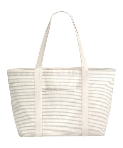 Tryck din logga på Väskor från Westford Mill - Anpassa EarthAware Organic Breton Stripe Shopper i färgen Mellangrå One Size för företag, föreningar och privatpersoner