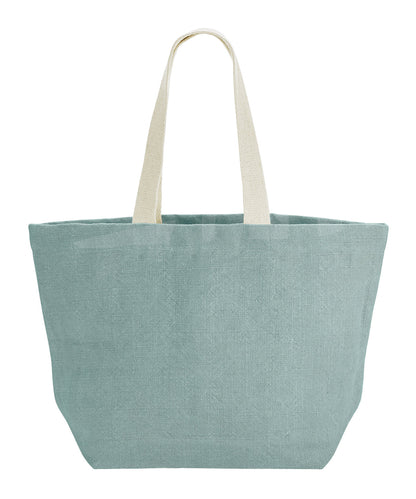 Tryck din logga på Väskor från Westford Mill - Anpassa Softwashed Jute Beach Bag i färgen Ljusblå One Size för företag, föreningar och privatpersoner