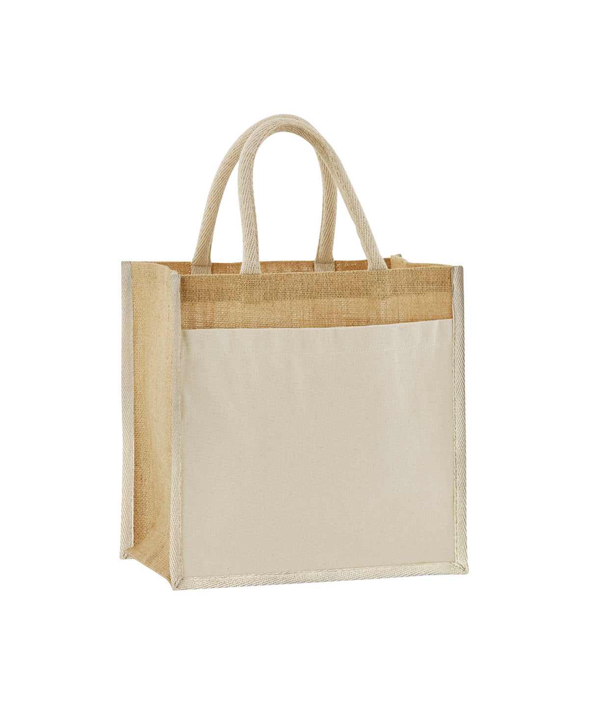 Tryck din logga på Väskor från Westford Mill - Anpassa EarthAware Organic Cotton Pocket Jute Midi Tote i färgen Naturligt One Size för företag, föreningar och privatpersoner