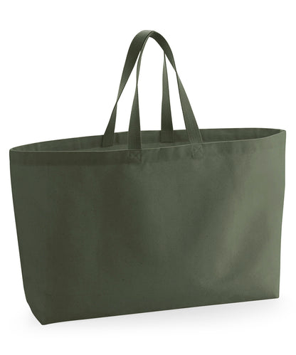 Tryck din logga på Väskor från Westford Mill - Anpassa Oversized Canvas Tote i färgen Oliv One Size för företag, föreningar och privatpersoner