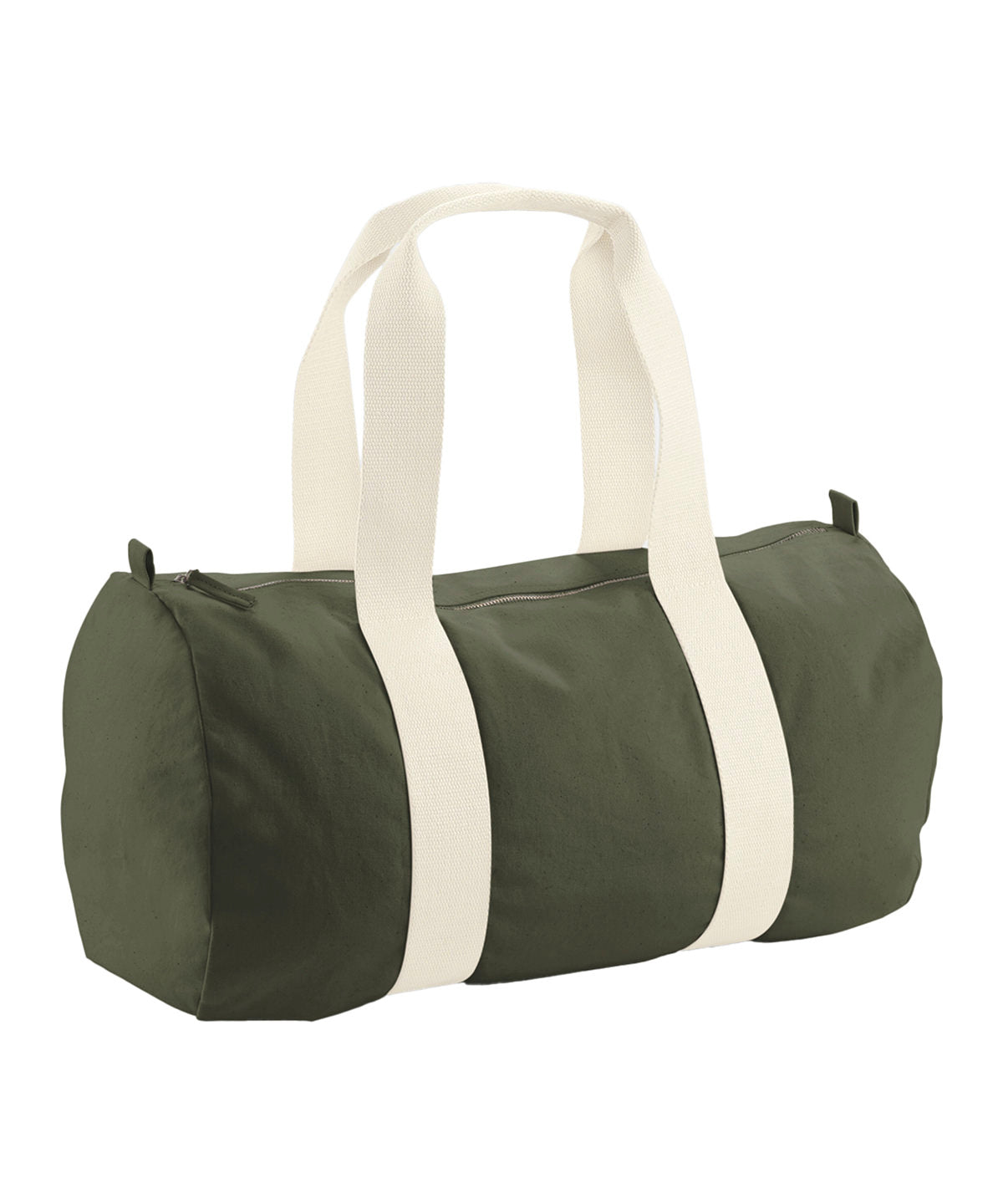 Tryck din logga på Väskor från Westford Mill - Anpassa EarthAware Organic Barrel Bag i färgen Oliv One Size för företag, föreningar och privatpersoner