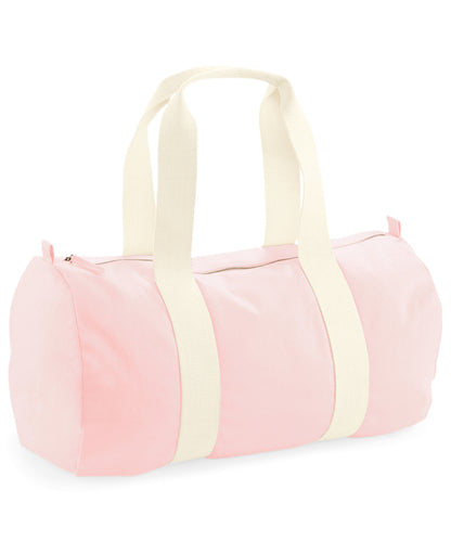 Tryck din logga på Väskor från Westford Mill - Anpassa EarthAware Organic Barrel Bag i färgen Ljusrosa One Size för företag, föreningar och privatpersoner