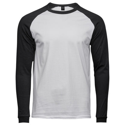 Tryck din logga på från Impala Print Shop - Anpassa TEE JAYS Tee Jays Long Sleeve Baseball T-Shirt TJ5072 i färgen Vitt för företag, föreningar och privatpersoner