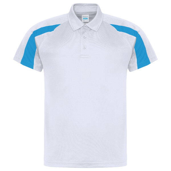 Tryck din logga på från Impala Print Shop - Anpassa AWDis Contrast cool polo JC043 i färgen Vitt för företag, föreningar och privatpersoner