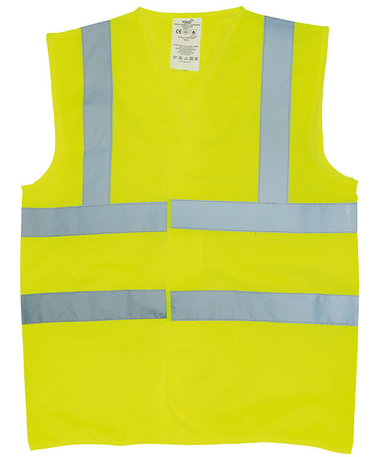 Tryck din logga på Skyddsvästar från Yoko - Anpassa Flamskyddad ärmlös väst i hi-vis-utförande i färgen för företag, föreningar och privatpersoner
