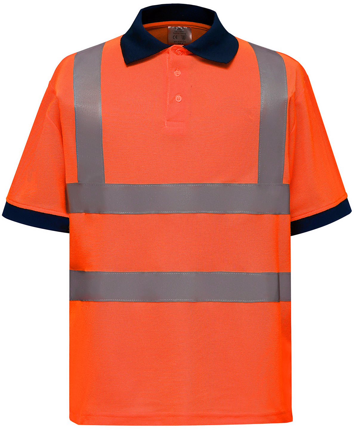Tryck din logga på Piké från Yoko - Anpassa YOKO - Piké med kort ärm i Hi-vis-material i färgen Mellan Orange för företag, föreningar och privatpersoner