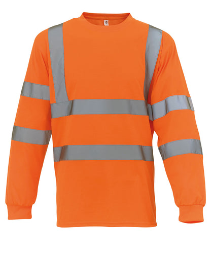 Tryck din logga på T-shirts från Yoko - Anpassa Hi-vis t-shirt med lång ärm i färgen för företag, föreningar och privatpersoner