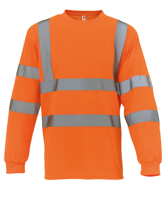 Tryck din logga på T-shirts från Yoko - Anpassa Hi-vis t-shirt med lång ärm i färgen för företag, föreningar och privatpersoner