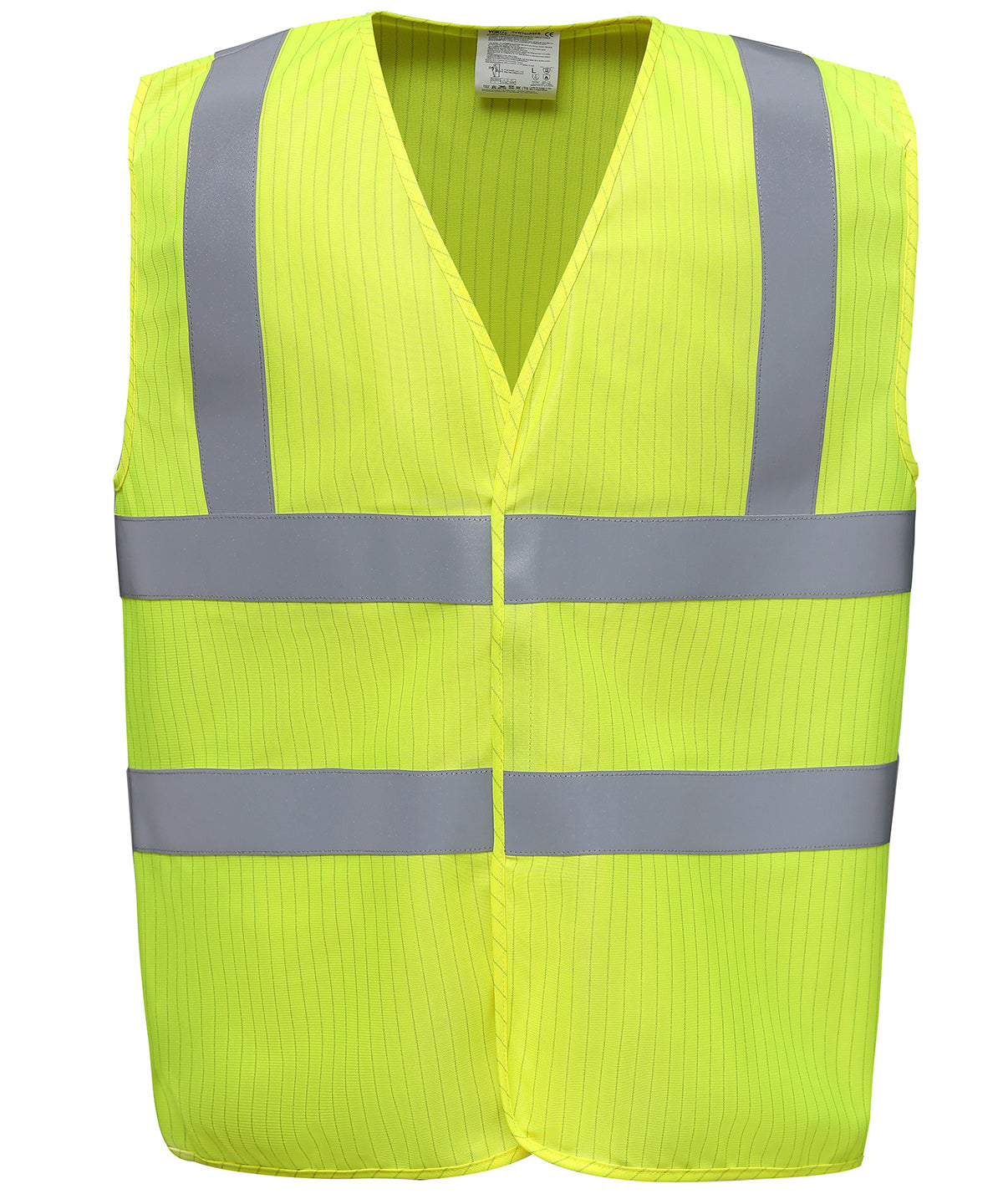 Tryck din logga på Skyddsvästar från Yoko - Anpassa Hi-vis flamskyddad antistatisk väst i färgen Ljusgul för företag, föreningar och privatpersoner