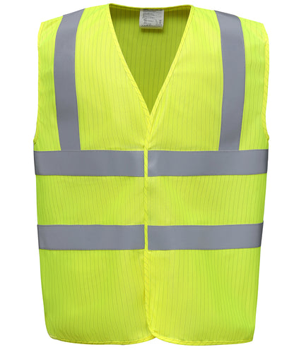 Tryck din logga på Skyddsvästar från Yoko - Anpassa Hi-vis flamskyddad antistatisk väst i färgen Ljusgul för företag, föreningar och privatpersoner