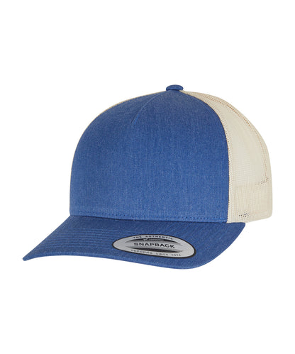 Tryck din logga på Kepsar från Flexfit by Yupoong - Anpassa 5-panel retro trucker 2-tone keps i färgen Mellanblå One Size för företag, föreningar och privatpersoner