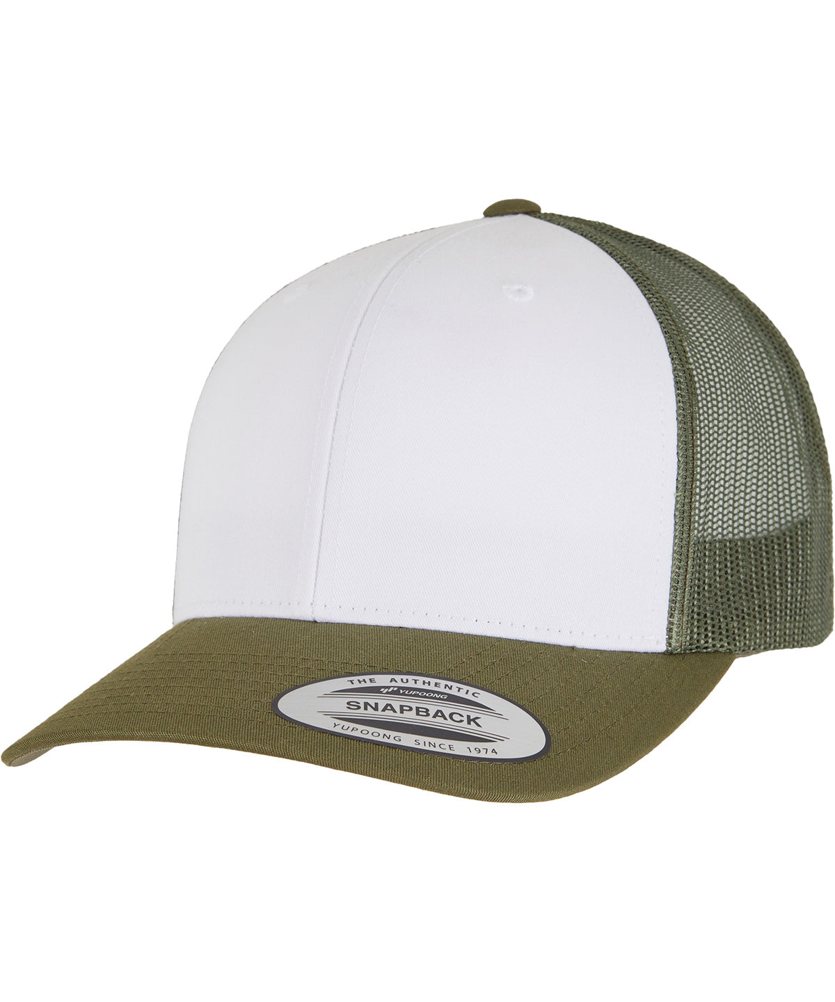 Tryck din logga på Kepsar från Flexfit by Yupoong - Anpassa Retro trucker med färgad framsida i färgen Mörkgrön One Size för företag, föreningar och privatpersoner
