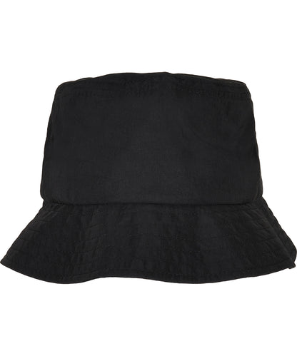 Tryck din logga på Hattar från Flexfit by Yupoong - Anpassa Vattenavvisande bucket hat i färgen Svart One Size för företag, föreningar och privatpersoner