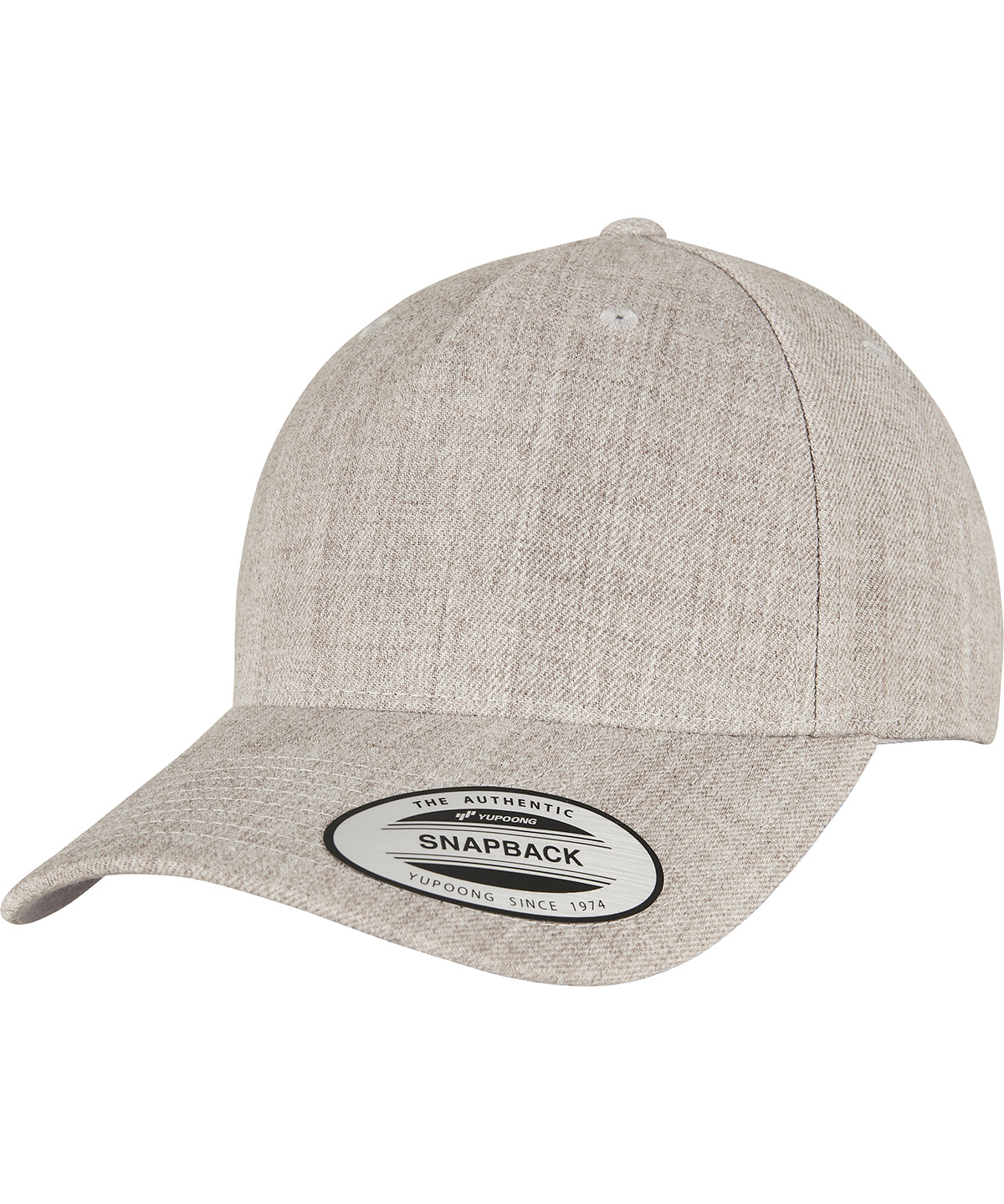 Tryck din logga på Kepsar från Flexfit by Yupoong - Anpassa YP Klassisk 5-panel premium snapback keps med böjd visir i färgen Ljunggrå One Size för företag, föreningar och privatpersoner