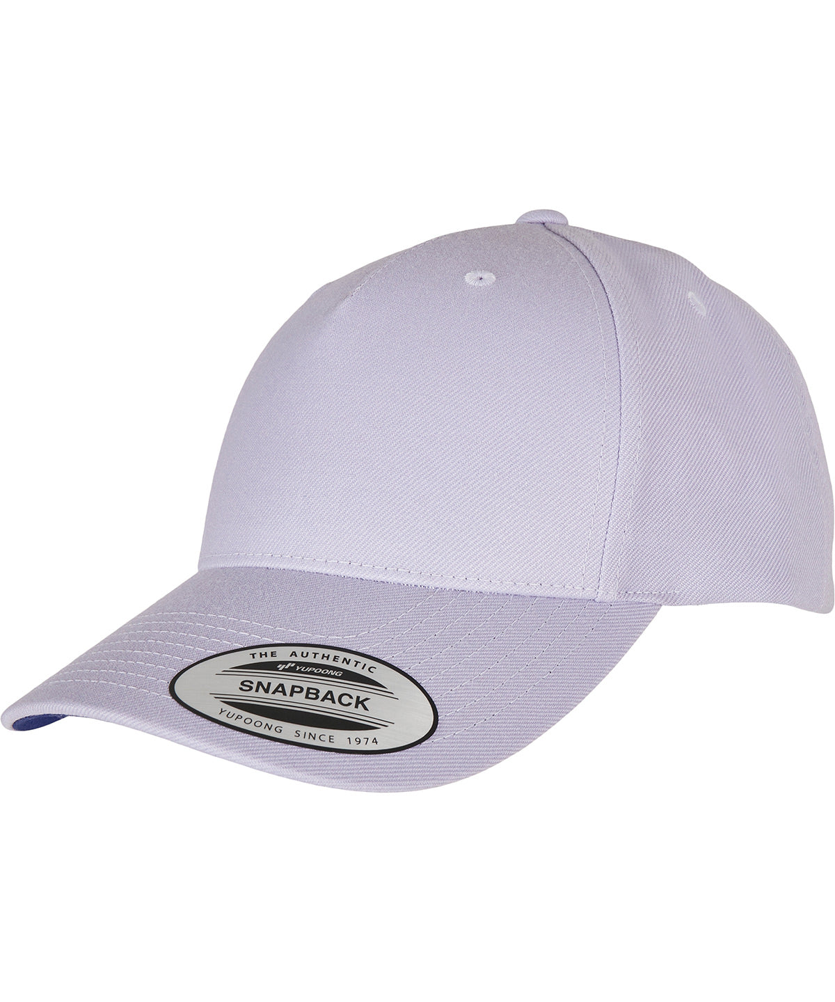 Tryck din logga på Kepsar från Flexfit by Yupoong - Anpassa YP Klassisk 5-panel premium snapback keps med böjd visir i färgen Ljus lila One Size för företag, föreningar och privatpersoner