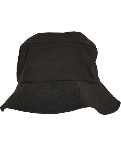 Tryck din logga på Hattar från Flexfit by Yupoong - Anpassa Hatt med elastisk justering Bucket i färgen Svart One Size för företag, föreningar och privatpersoner