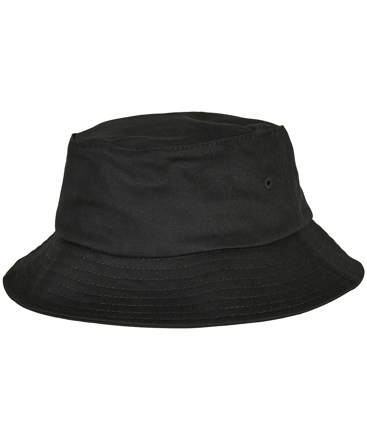 Tryck din logga på Hattar från Flexfit by Yupoong - Anpassa Barn Flexfit bomull twill bucket hatt i färgen Svart One Size för företag, föreningar och privatpersoner