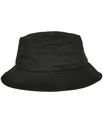 Tryck din logga på Hattar från Flexfit by Yupoong - Anpassa Barn Flexfit bomull twill bucket hatt i färgen Svart One Size för företag, föreningar och privatpersoner