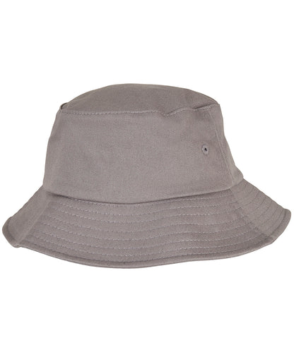 Tryck din logga på Hattar från Flexfit by Yupoong - Anpassa Barn Flexfit bomull twill bucket hatt i färgen Mellangrå One Size för företag, föreningar och privatpersoner