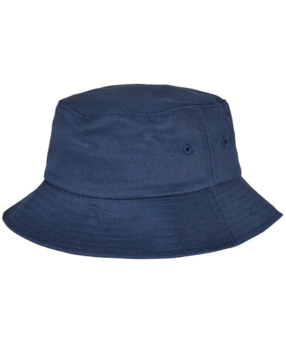 Tryck din logga på Hattar från Flexfit by Yupoong - Anpassa Barn Flexfit bomull twill bucket hatt i färgen Marinblå One Size för företag, föreningar och privatpersoner