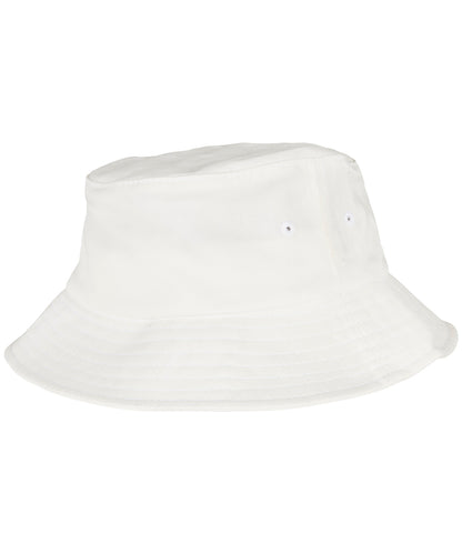 Tryck din logga på Hattar från Flexfit by Yupoong - Anpassa Barn Flexfit bomull twill bucket hatt i färgen Vit One Size för företag, föreningar och privatpersoner