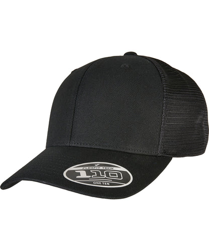 Tryck din logga på Kepsar från Flexfit by Yupoong - Anpassa 110 Trucker i strukturerad canvas i färgen Svart One Size för företag, föreningar och privatpersoner